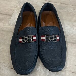 Bally Navy Leather Loafers